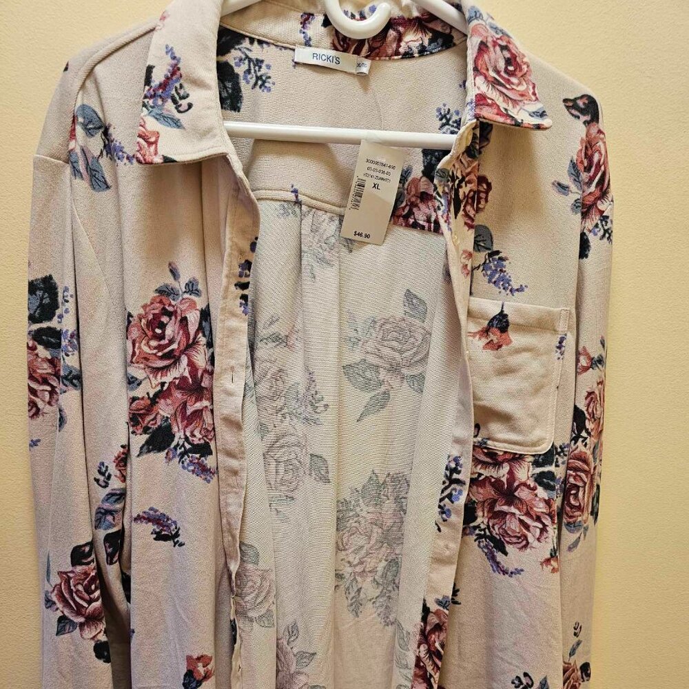 NWT Soft Floral Button Down Blouse